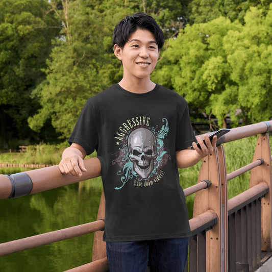 Aggressive Skull Graphic Black T-Shirt